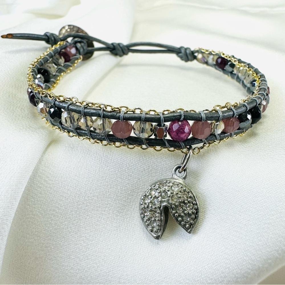Nakamol fortune cookie charm single row stackable wrap bracelet NEW
